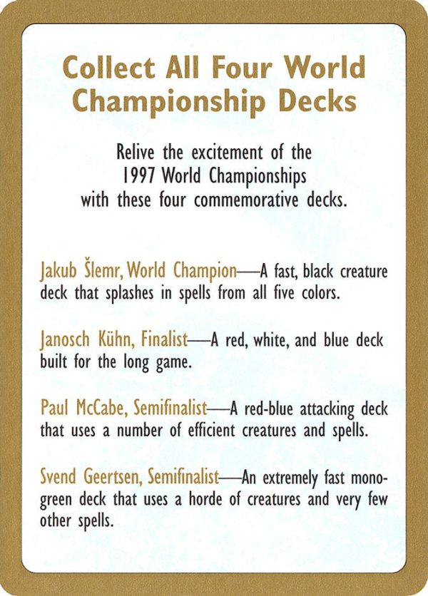 1997 World Championships Ad [World Championship Decks 1997] on Sale