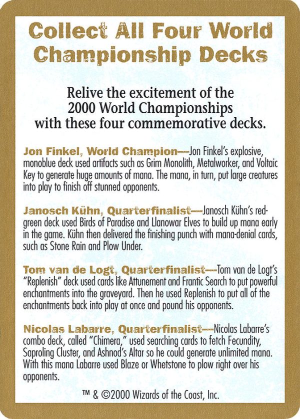 2000 World Championships Ad [World Championship Decks 2000] Fashion