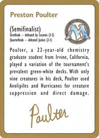 1996 Preston Poulter Biography Card [World Championship Decks] Online now